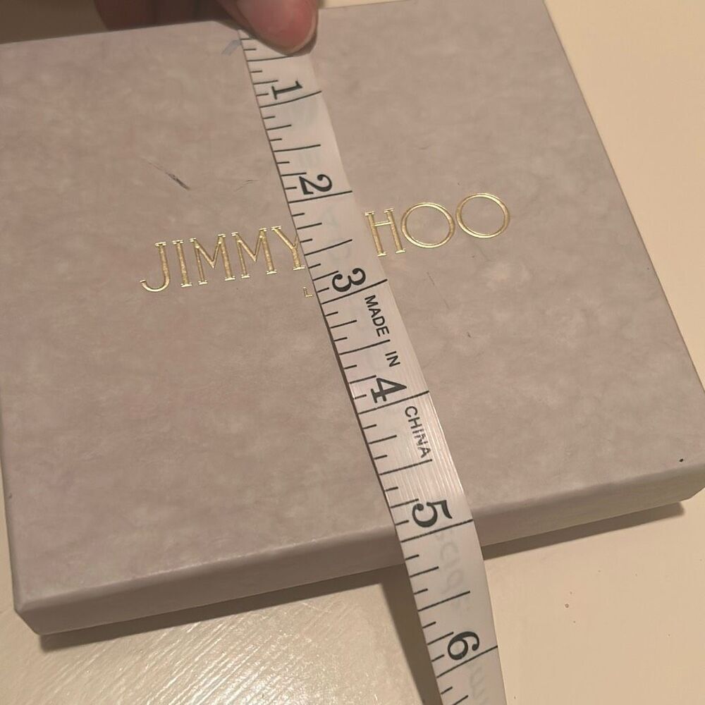 Jimmy Choo Small Square Box Light Gray Gold Lettering Luxury Storage Decor - Picture 8 of 10